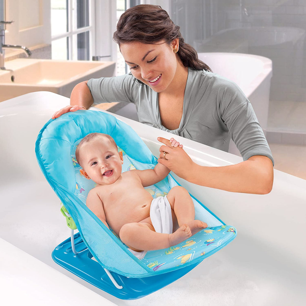 Imported Luxurious Baby Bather Bath Seat with Head Pillow Foldable