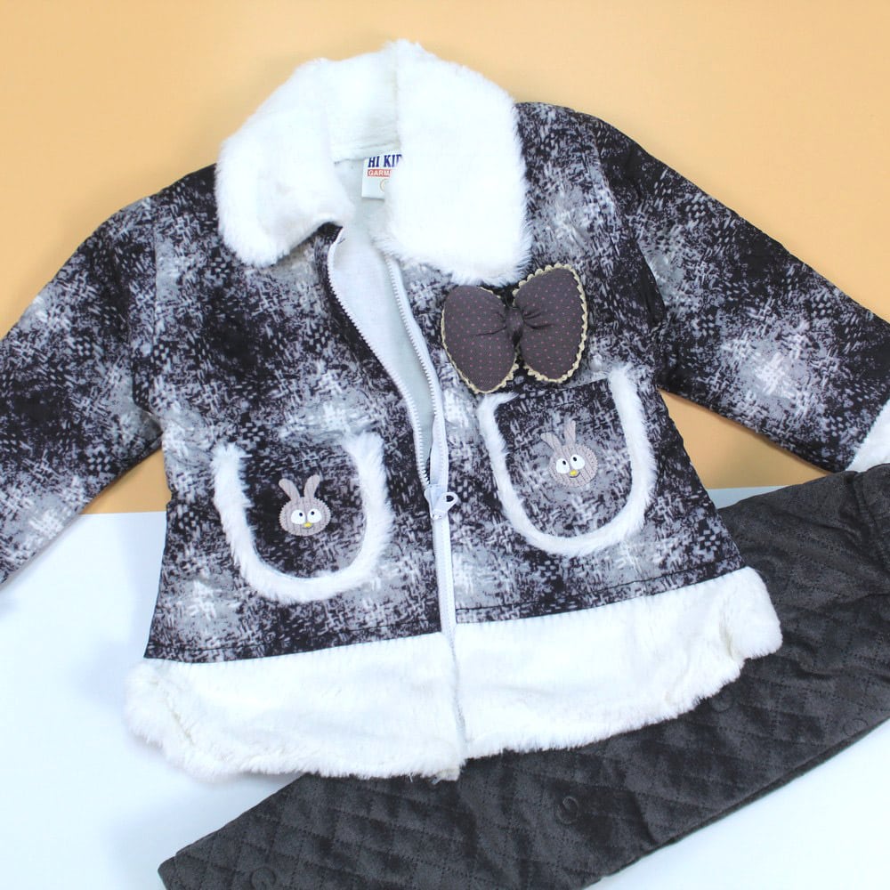 Baby Girl Round Neck Fur Design Winter Dress / Frock main image 1