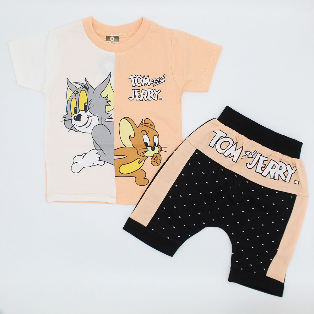 Summer Dress For Baby Boy In Tom & Jerry Print Green Color main image 1