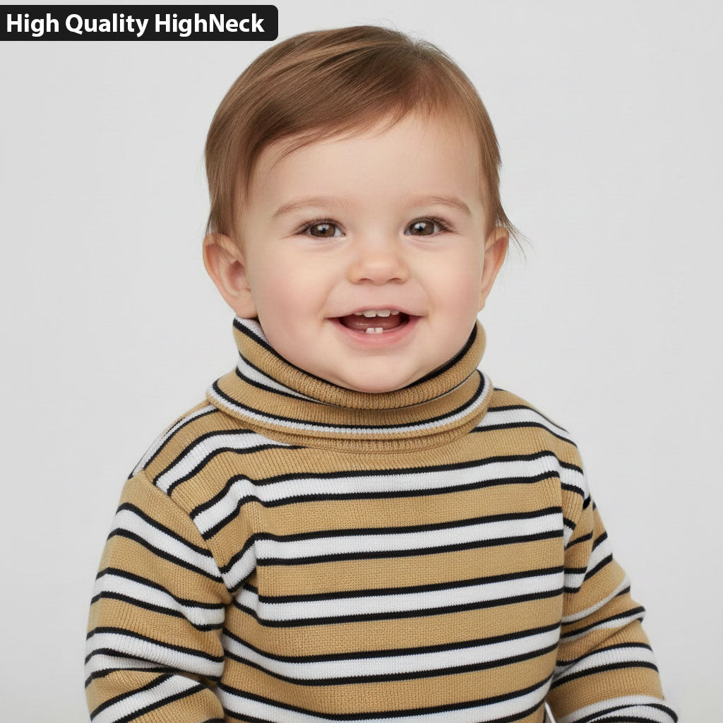 Baby Winter Warm Highneck Skin White Black Striped (0m-2y)
