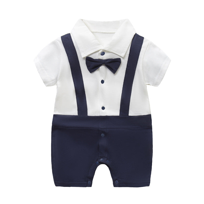 Baby Summer Gentleman Cotton Romper (0–12 Months)