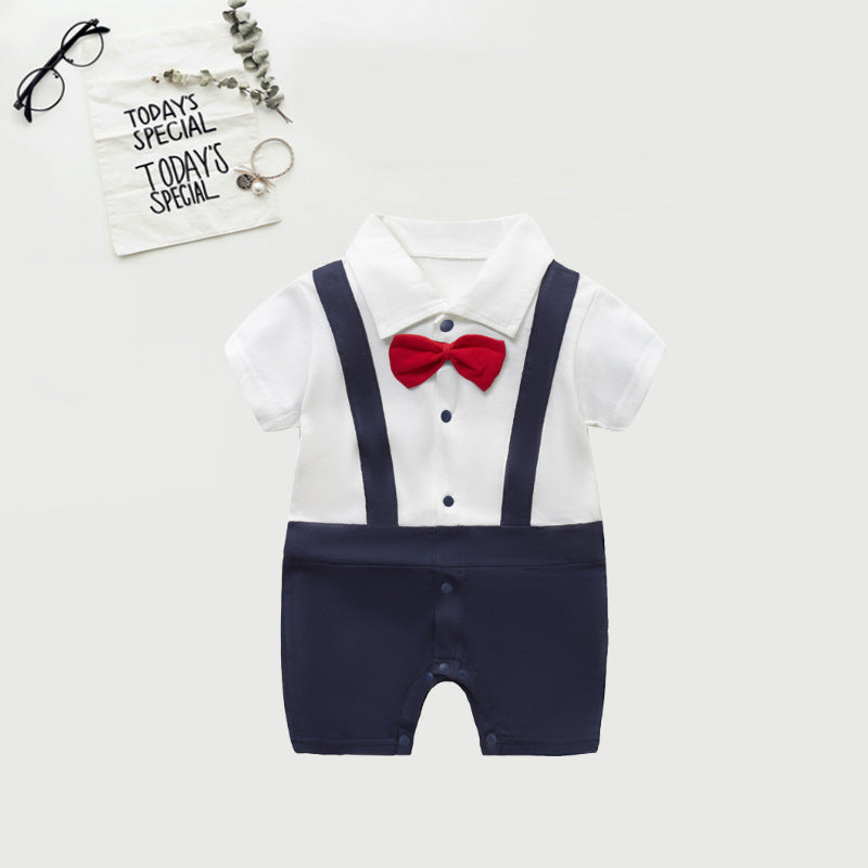 Baby Summer Gentleman Cotton Romper (0–12 Months)