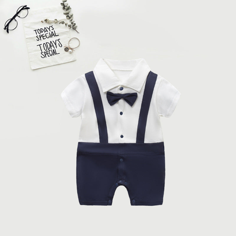 Baby Summer Gentleman Cotton Romper (0–12 Months)