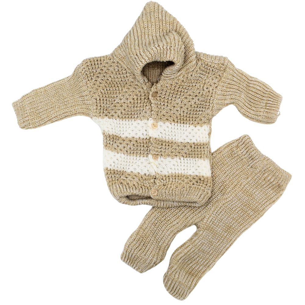 Newborn Baby Winter Knitted Front Open Hoodie Dress