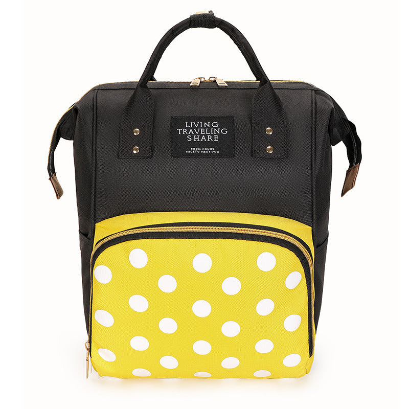 Imported Fashion Waterproof Oxford Mother Diaper Bag Polka Dots Print Backpack Large Capacity