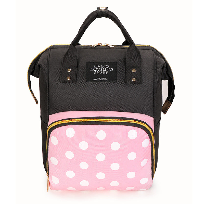 Imported Fashion Waterproof Oxford Mother Diaper Bag Polka Dots Print Backpack Large Capacity
