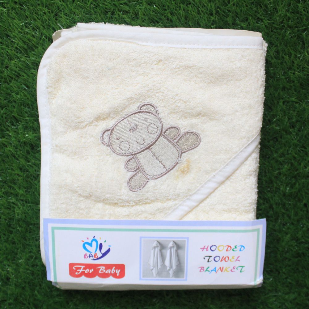 Baby Bath Embroidered Character Hooded Towel for 0-2 Years