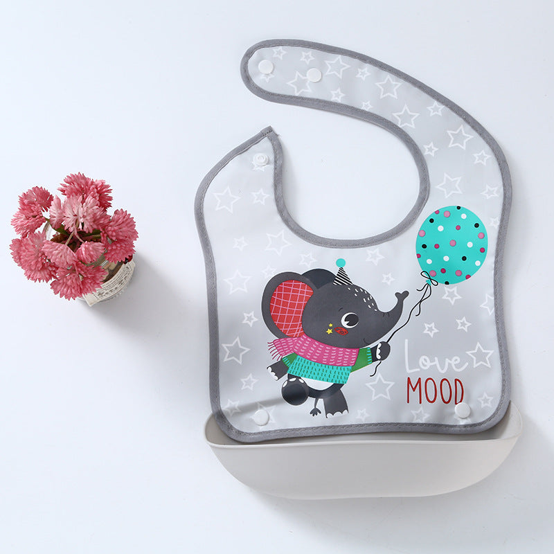 Waterproof Silicone Baby Bibs Silicone Bibs with Bowl Pocket Feeding Toddler Infant Unisex BPA Free