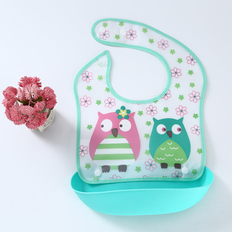 Waterproof Silicone Baby Bibs Silicone Bibs with Bowl Pocket Feeding Toddler Infant Unisex BPA Free