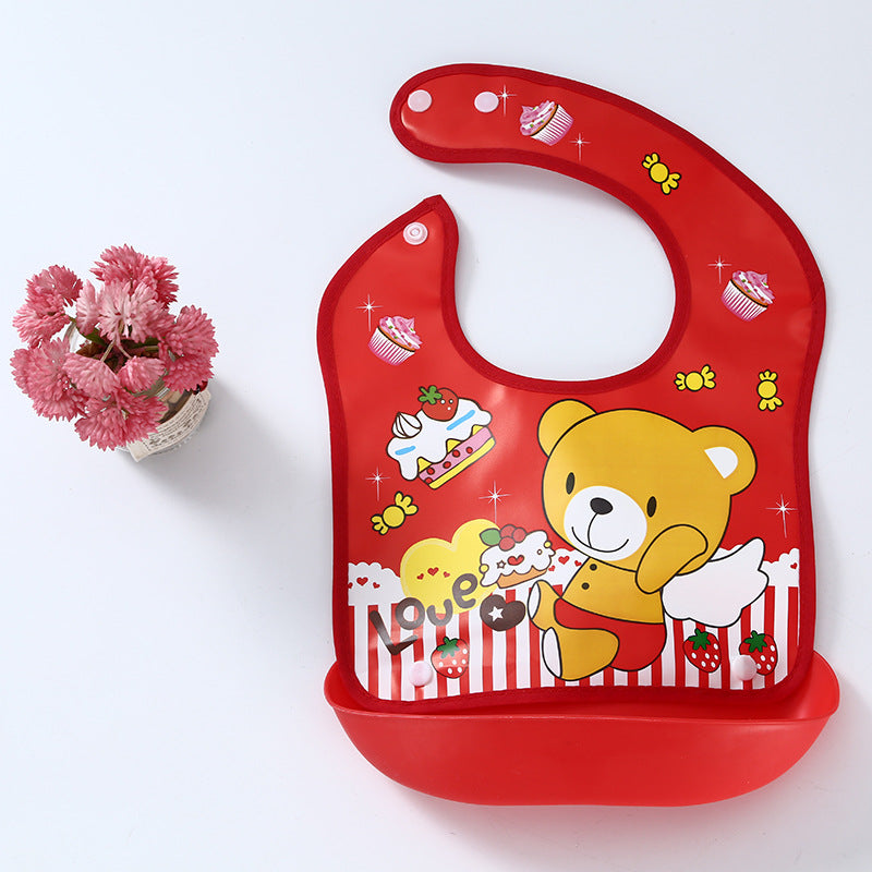 Waterproof Silicone Baby Bibs Silicone Bibs with Bowl Pocket Feeding Toddler Infant Unisex BPA Free