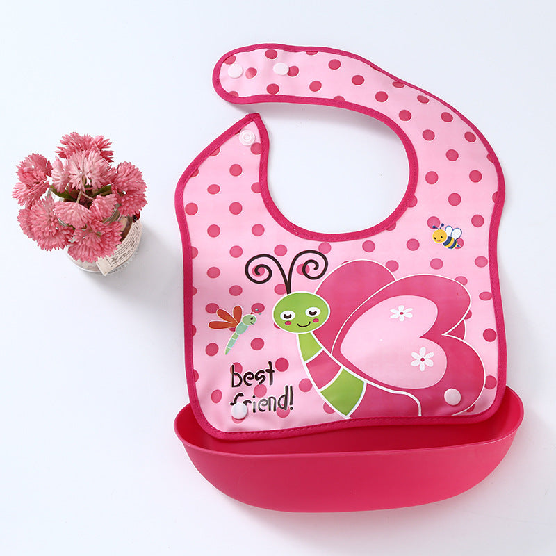 Waterproof Silicone Baby Bibs Silicone Bibs with Bowl Pocket Feeding Toddler Infant Unisex BPA Free