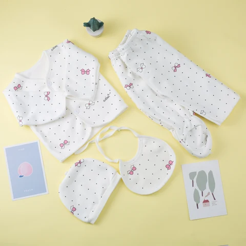 Imported Newborn Baby Set 5 Pcs Full Sleeves Winter Starter Set for 0-3 Months