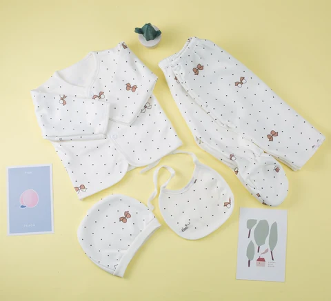 Imported Newborn Baby Set 5 Pcs Full Sleeves Winter Starter Set for 0-3 Months