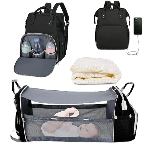 Imported Multifunctional Portable Folding Diaper Bag and Portable Baby Bed Large Backpack