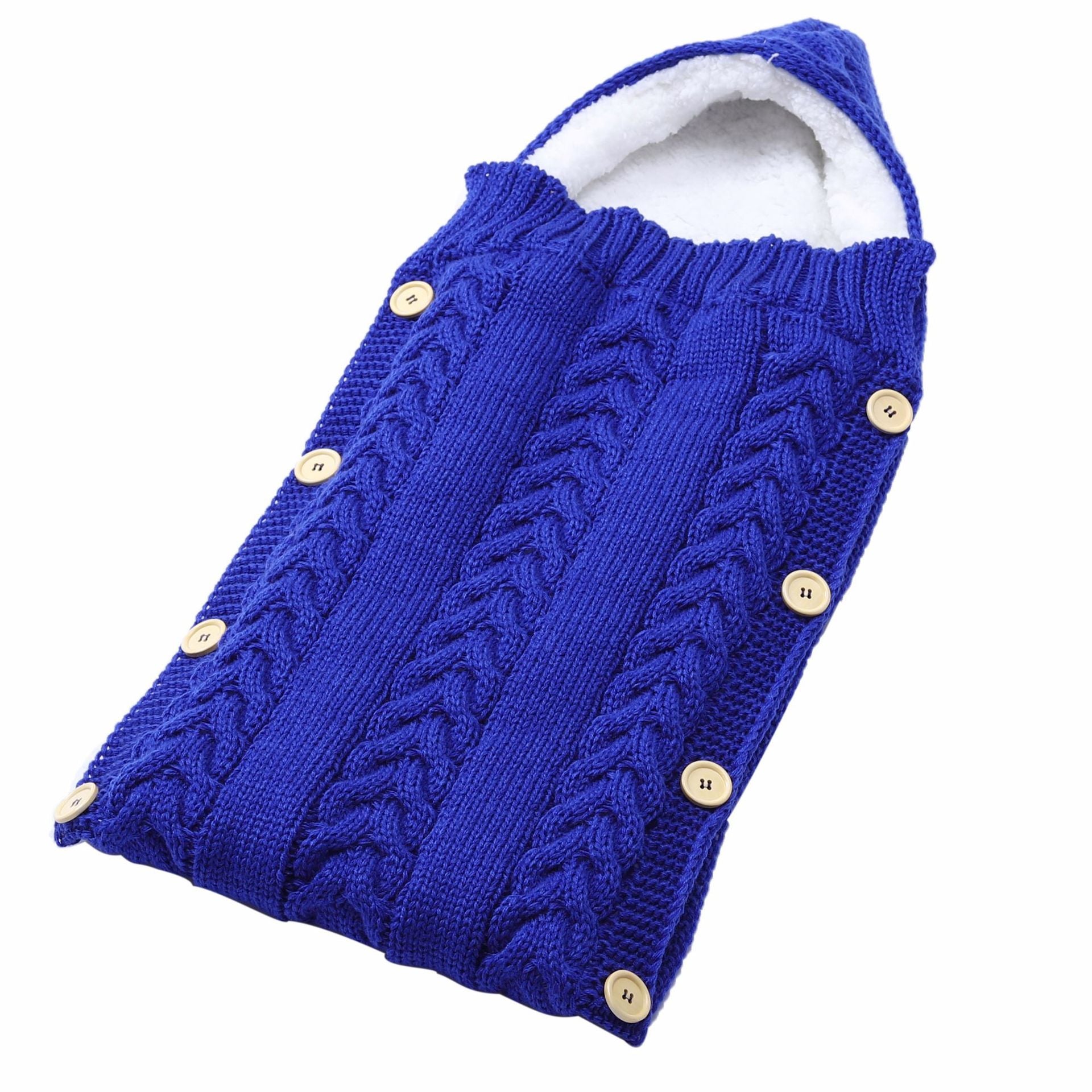 Imported Baby Winter Warm Knit Plush Sleeping Bag With Hood Swaddle Wrap for 0-6 Months