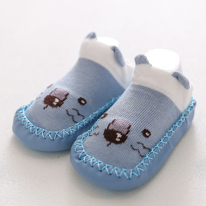 Imported 1 Pair Baby Kids Non Slip Leather Sole Socks Shoes for 0-18 Months