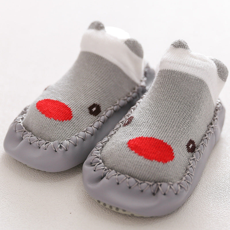 Imported 1 Pair Baby Kids Non Slip Leather Sole Socks Shoes for 0-18 Months