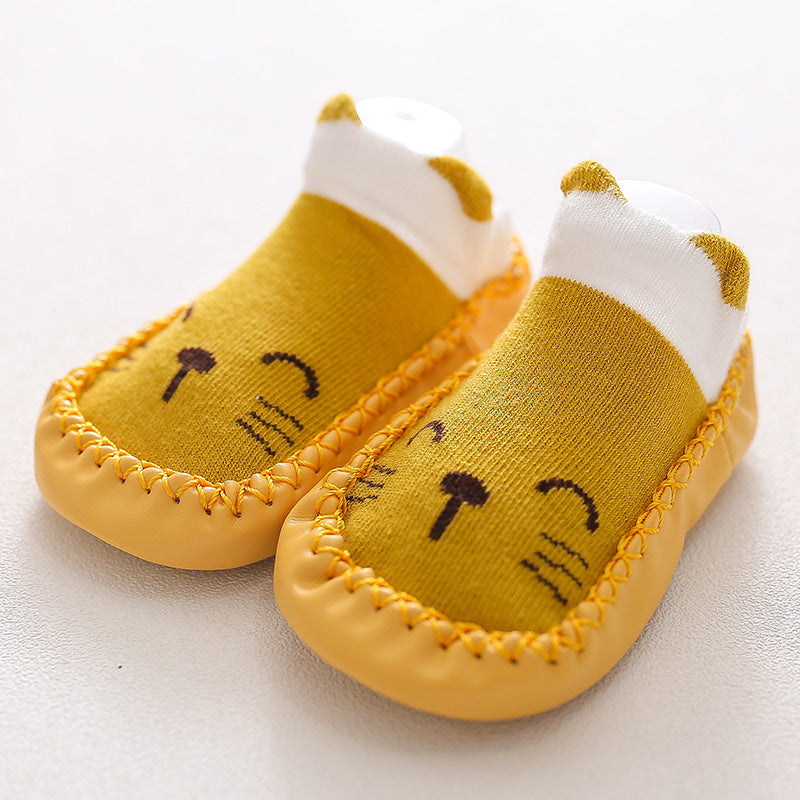 Imported 1 Pair Baby Kids Non Slip Leather Sole Socks Shoes for 0-18 Months