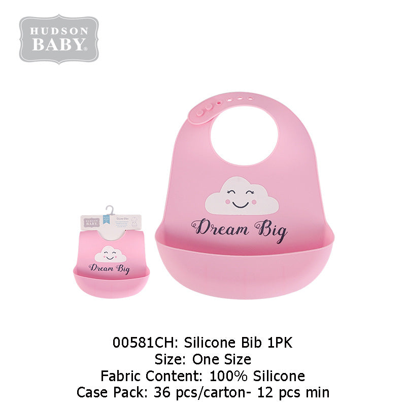 Imported Baby Soft Silicon Waterproof Bib With Food Catcher Bowl Adjustable Buttons for 0-3 Years