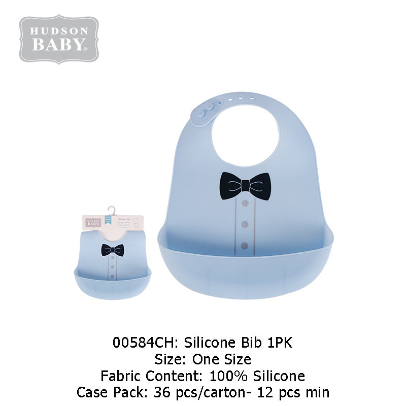 Imported Baby Soft Silicon Waterproof Bib With Food Catcher Bowl Adjustable Buttons for 0-3 Years