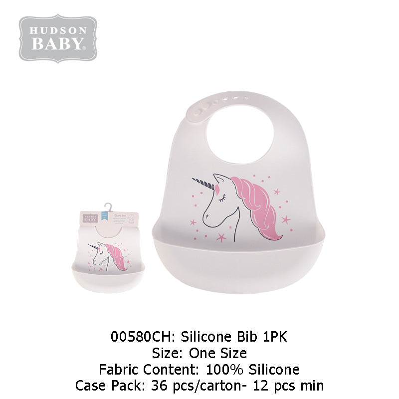 Imported Baby Soft Silicon Waterproof Bib With Food Catcher Bowl Adjustable Buttons for 0-3 Years