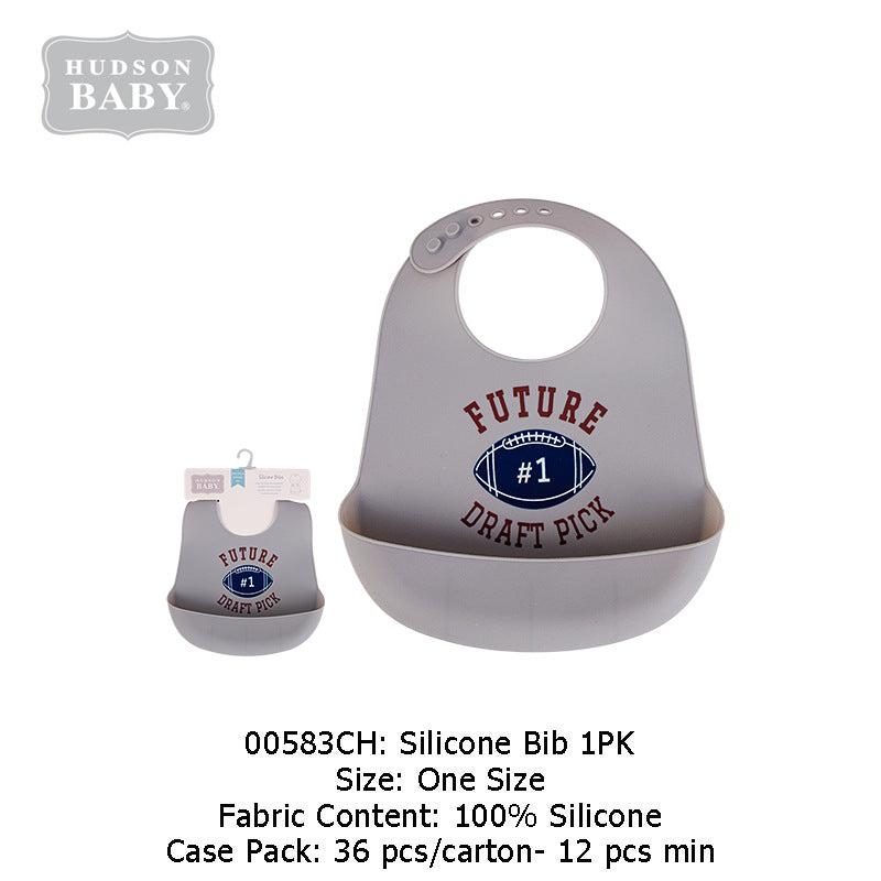 Imported Baby Soft Silicon Waterproof Bib With Food Catcher Bowl Adjustable Buttons for 0-3 Years