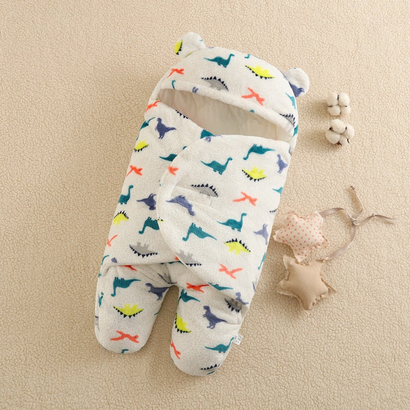 Imported Winter Baby Sleeping Bag Flannel Swaddle Wrap with Legs and Hood Receiving Blanket Sleeping Bag for 0-9 Months