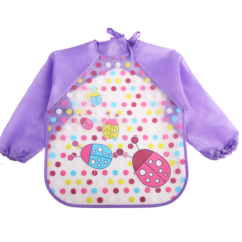 Imported Long Sleeve Waterproof Baby Feeding Children Plastic Apron Bib Toddler