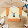 Baby Girl Ice Cream Long Sleeve Pullover Frilly Frock Sweatshirt Frock for 9 Months - 3.5 Years