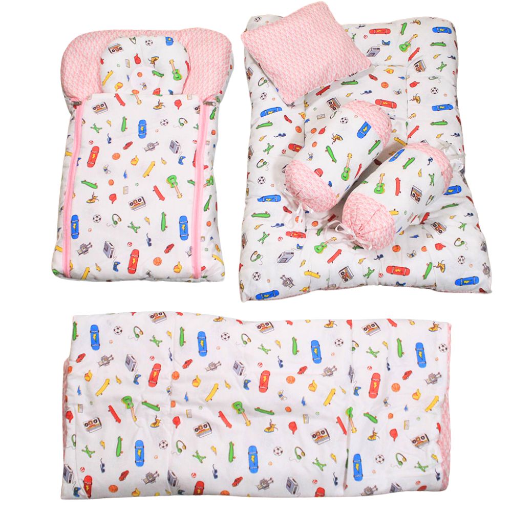 Super Soft Fluffy Cotton Baby Set Complete Bedding 7 Pcs Set with Carry Nest Mattress Comforter and Pillows