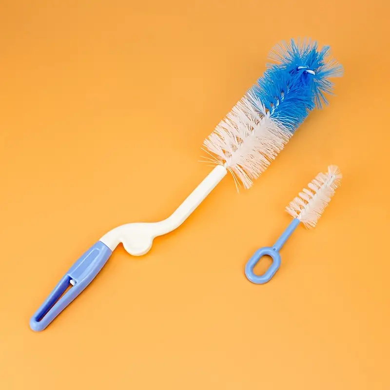 Imported 2 Pcs Rotating Nylon Bottle Brush & Nipple Brush Feeder Brush Set