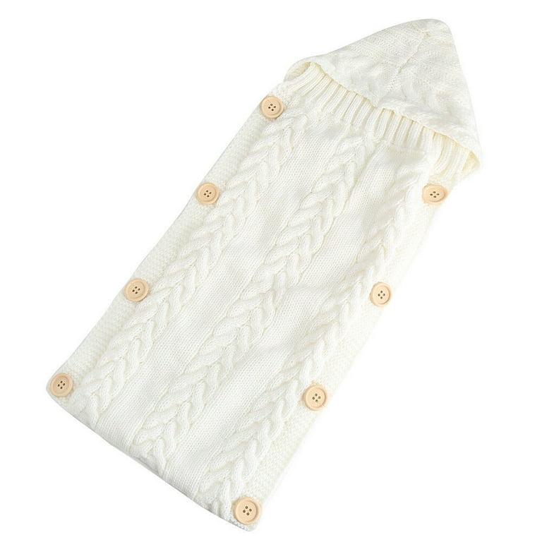 Imported Baby Winter Warm Knit Plush Sleeping Bag With Hood Swaddle Wrap for 0-6 Months