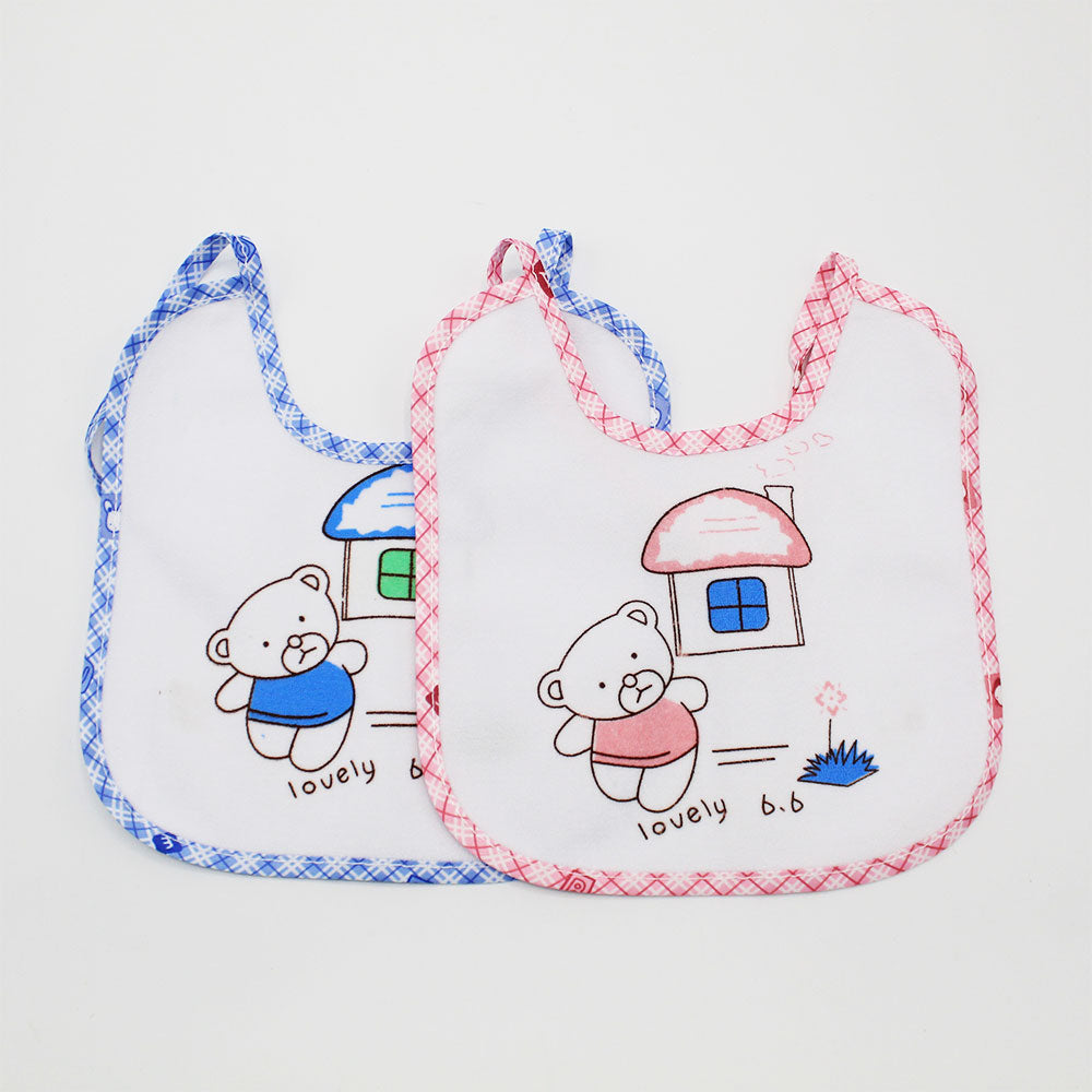 Imported Lovely Bear Pack of 2 Baby Knot Bib With Back Plastic