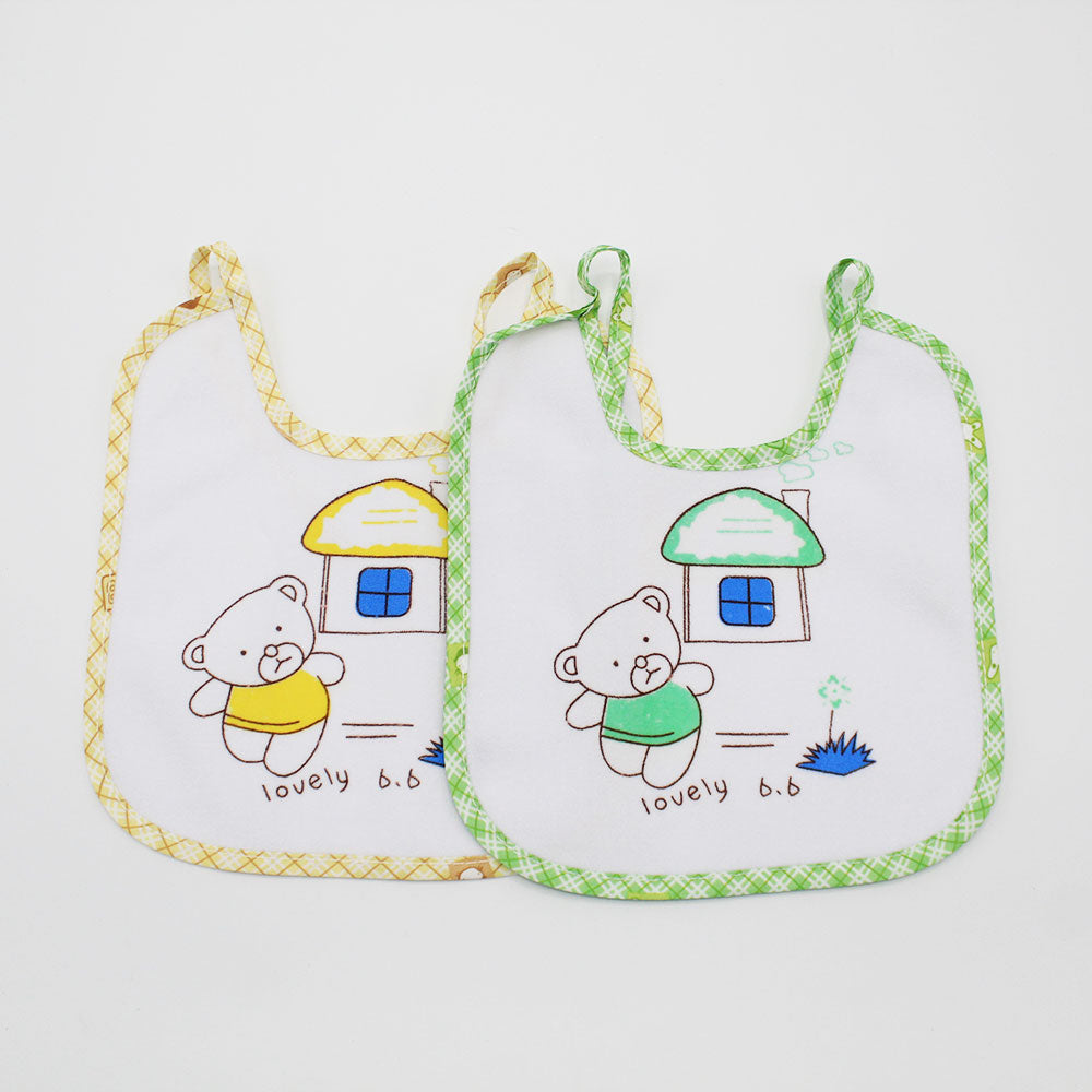 Imported Lovely Bear Pack of 2 Baby Knot Bib With Back Plastic