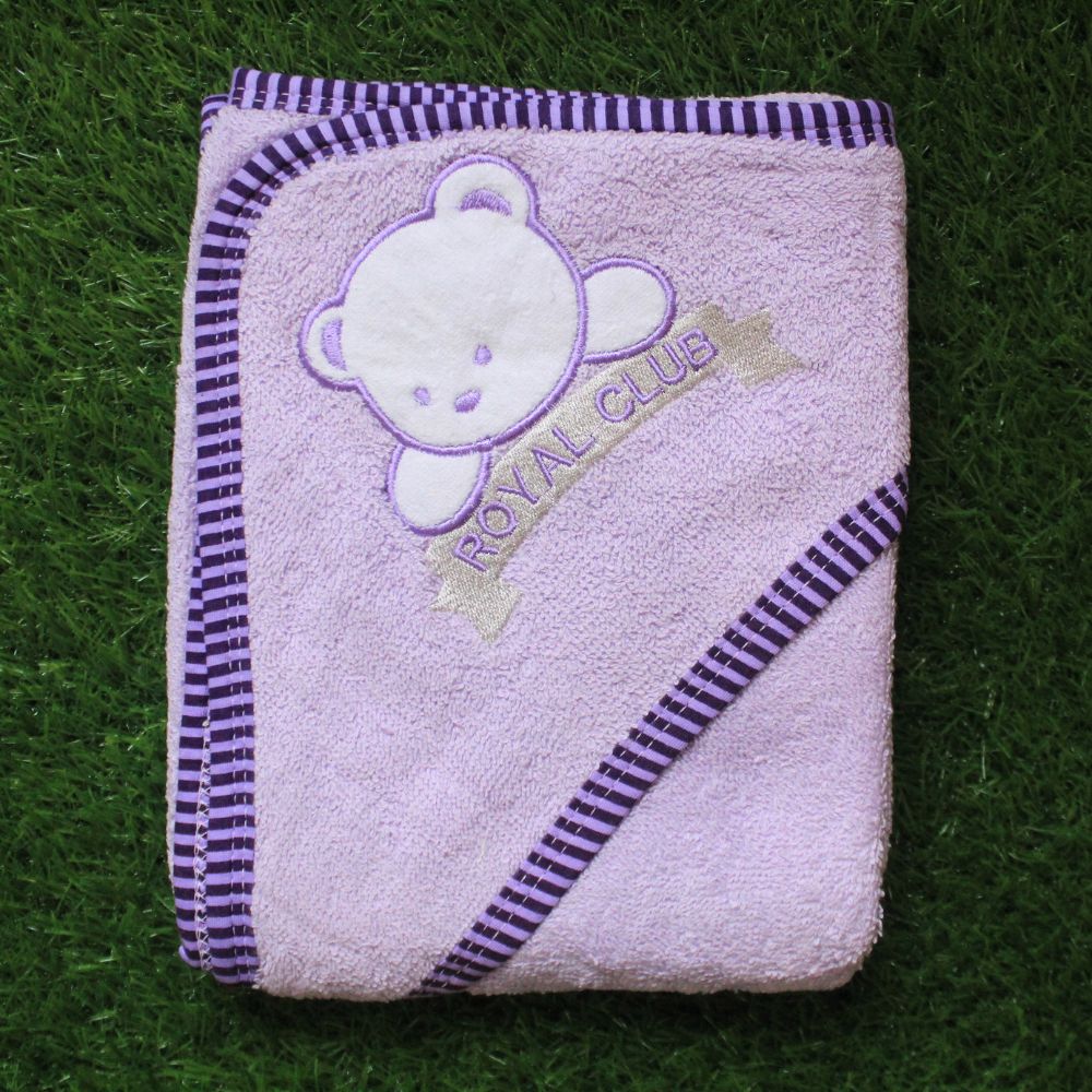 Embroidered Characters Cute Baby Hooded Bath Towel for 0-2 Years