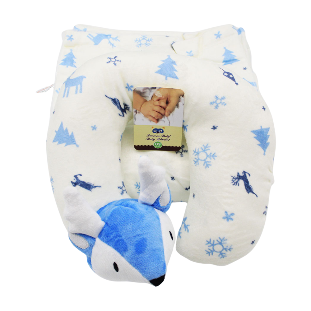 Imported Baby Fur Fleece Blanket and 3D Character Neck Support Pillow