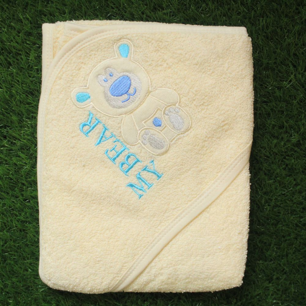 Embroidered Characters Cute Baby Hooded Bath Towel for 0-2 Years