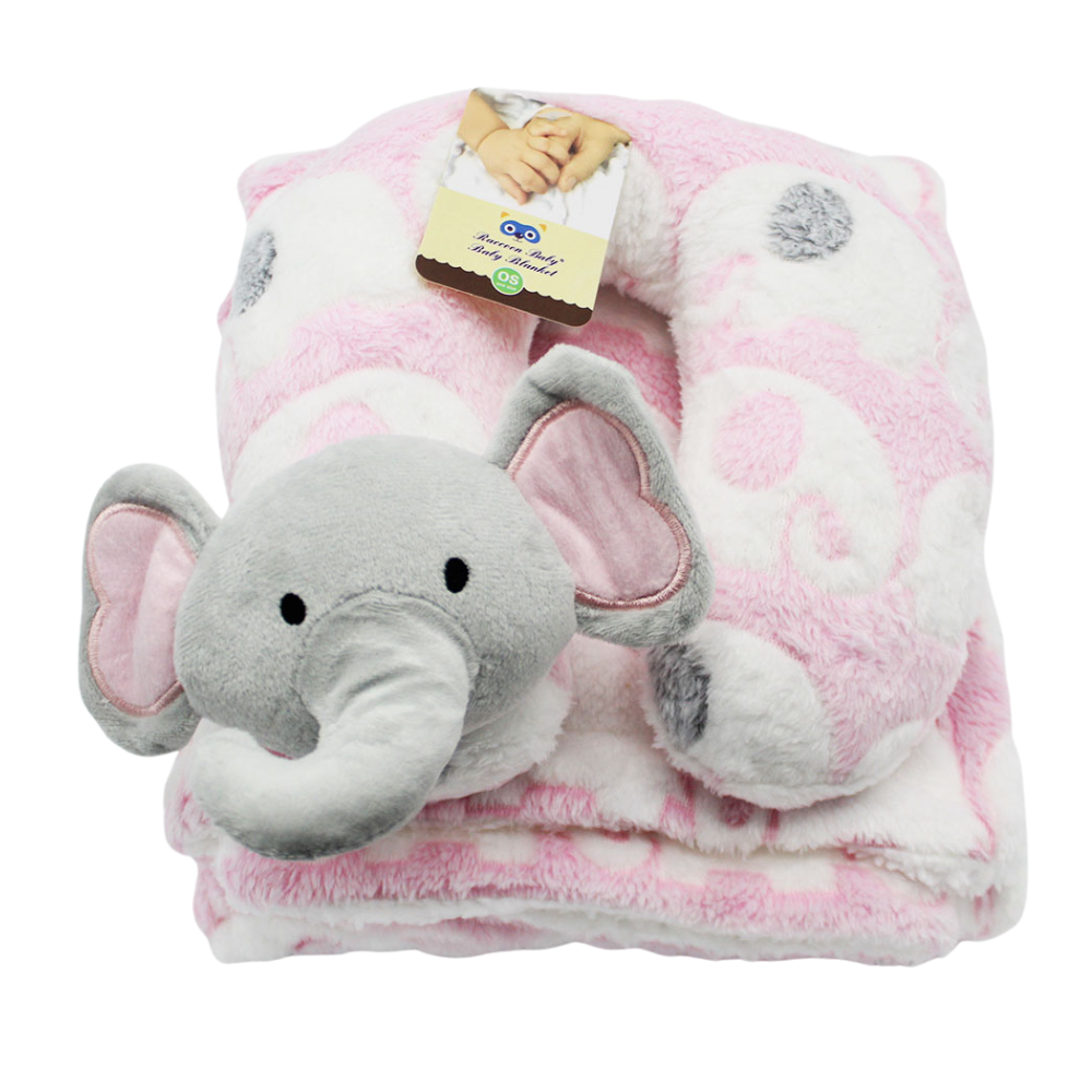 Imported Baby Fur Fleece Blanket and 3D Character Neck Support Pillow