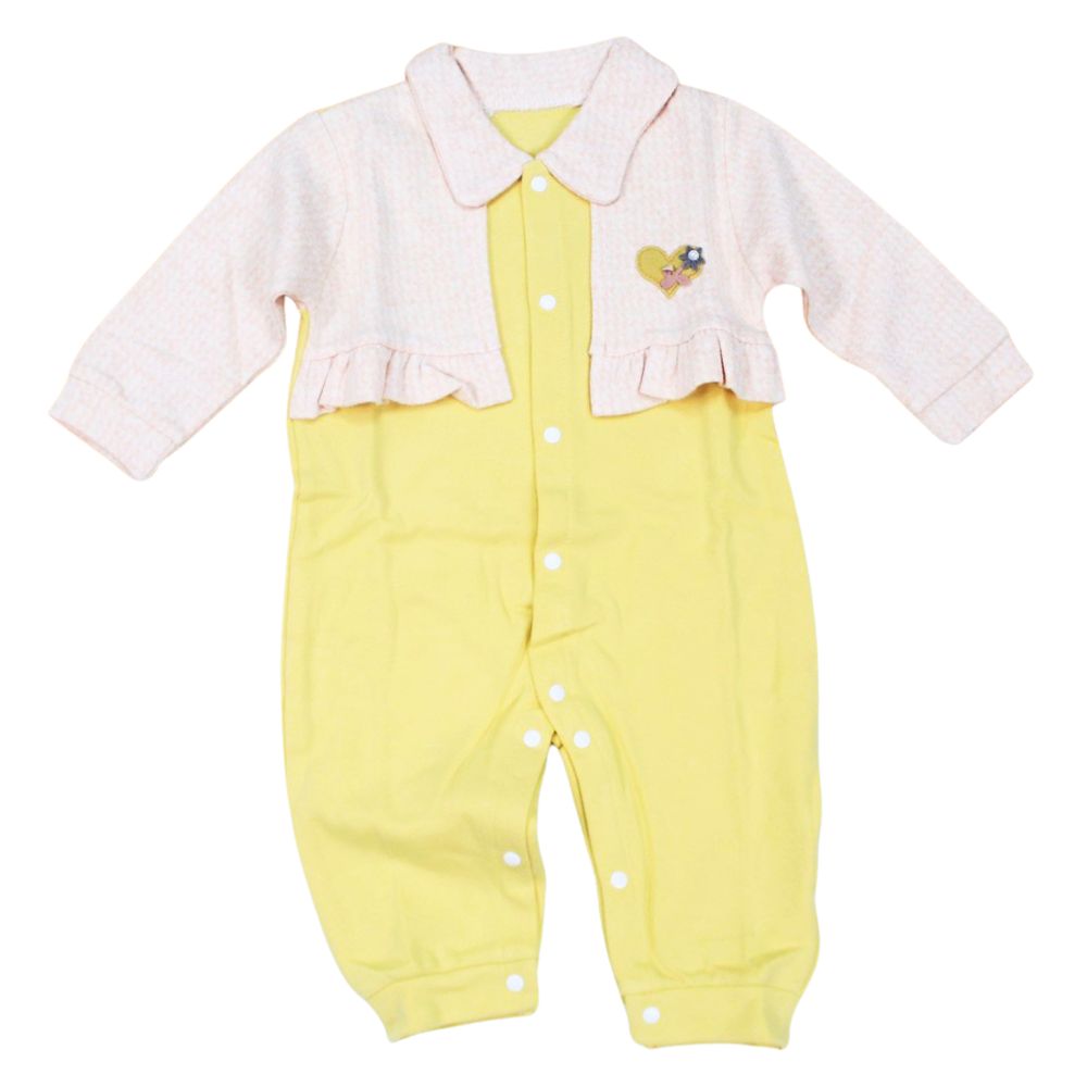 Imported Golden Pink Girl Frock Club Collar Frilly Coat Style Romper for 4months – 2years