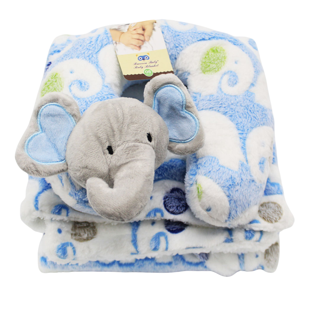 Imported Baby Fur Fleece Blanket and 3D Character Neck Support Pillow