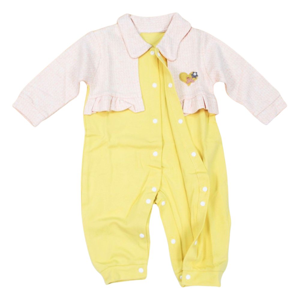 Imported Golden Pink Girl Frock Club Collar Frilly Coat Style Romper for 4months – 2years