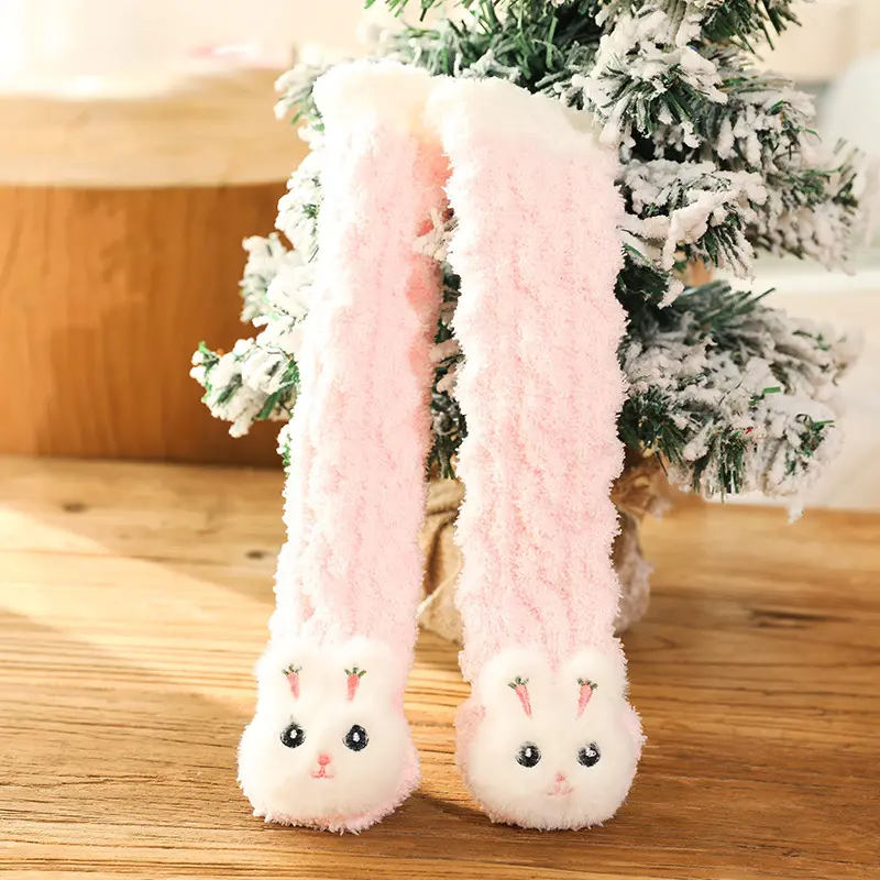 Imported Baby Soft Winter Plush Socks Cute Character Warm Middle Stockings for 0-12 Months