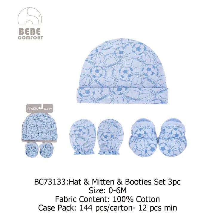 Imported Baby Cap Mittens and Booties Set for 0-6 Months