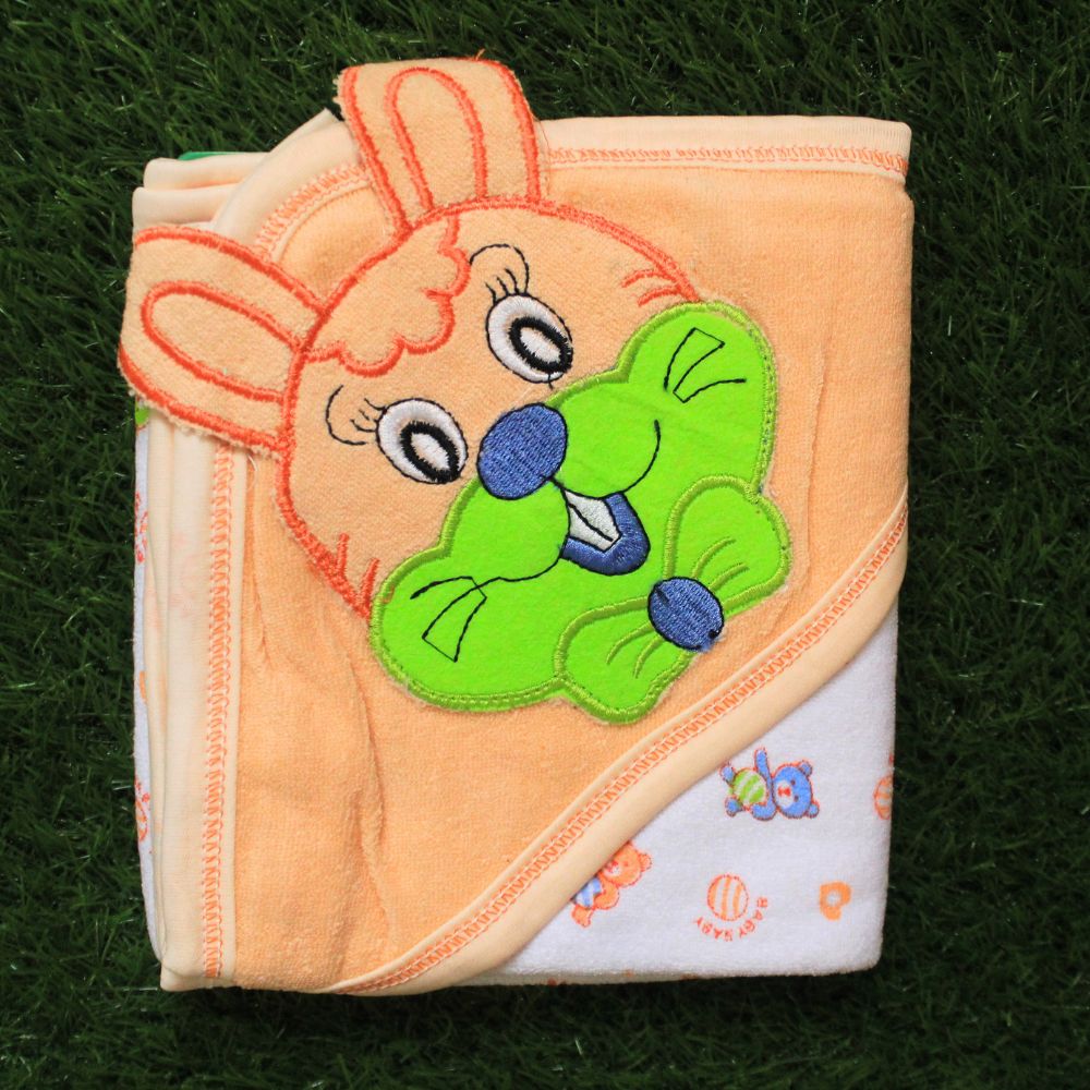 3D Embroidered Cute Bunny Baby Hooded Bath Towel for 0-1 Year