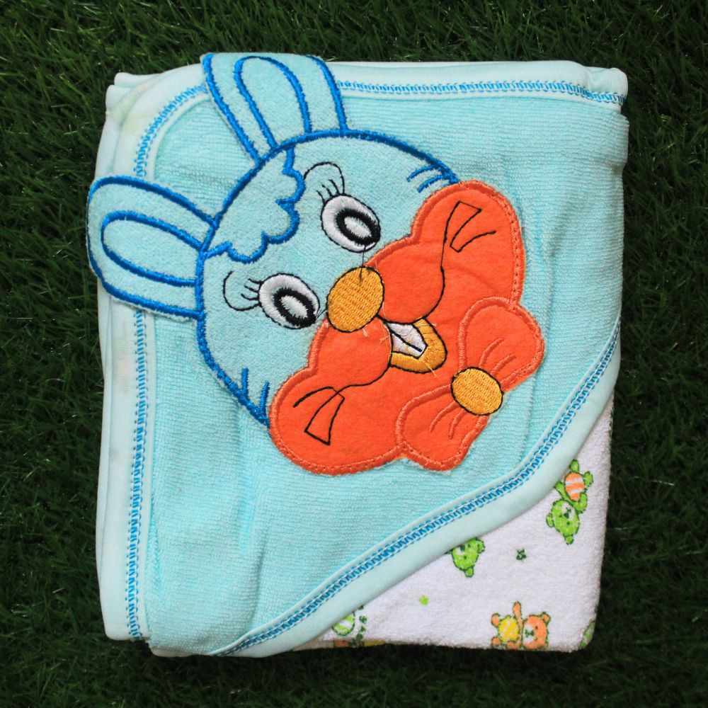 3D Embroidered Cute Bunny Baby Hooded Bath Towel for 0-1 Year