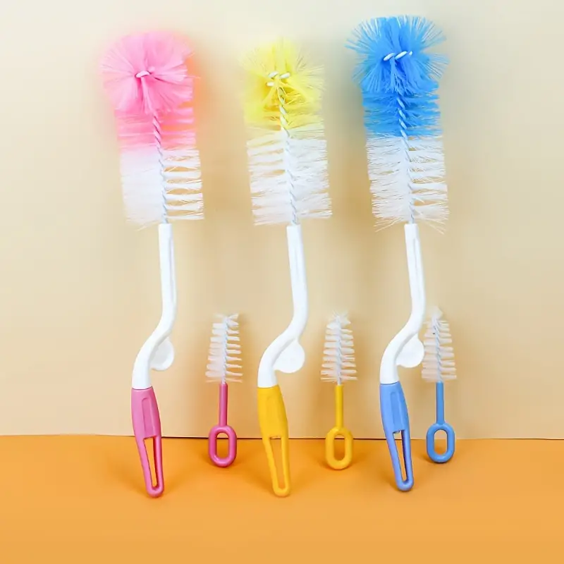 Imported 2 Pcs Rotating Nylon Bottle Brush & Nipple Brush Feeder Brush Set