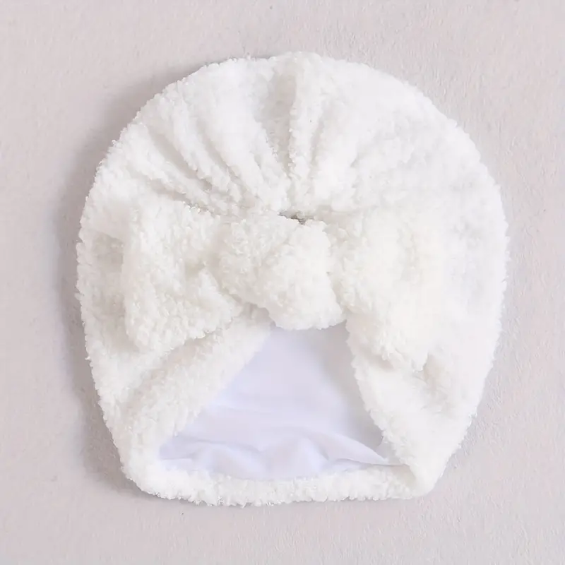 Imported 1 Pc Baby Kids Warm Winter Baby Turban Cap Knitted Hat 3D Bow Children Woolen Hat for 0-3 Years