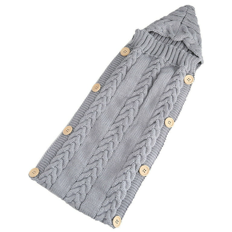 Imported Baby Winter Warm Knit Plush Sleeping Bag With Hood Swaddle Wrap for 0-6 Months