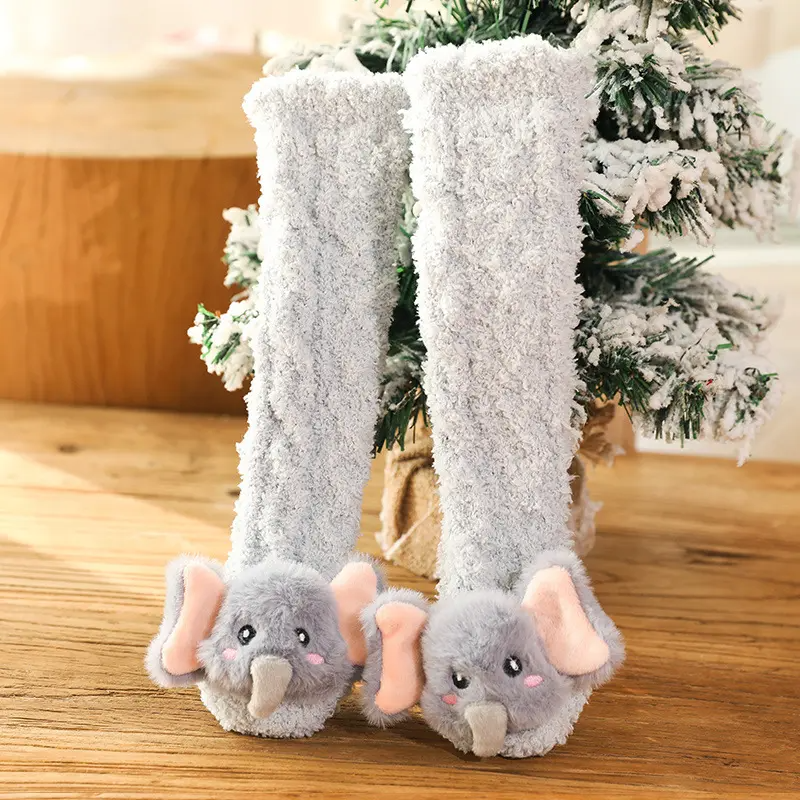 Imported Baby Soft Winter Plush Socks Cute Character Warm Middle Stockings for 0-3 Years