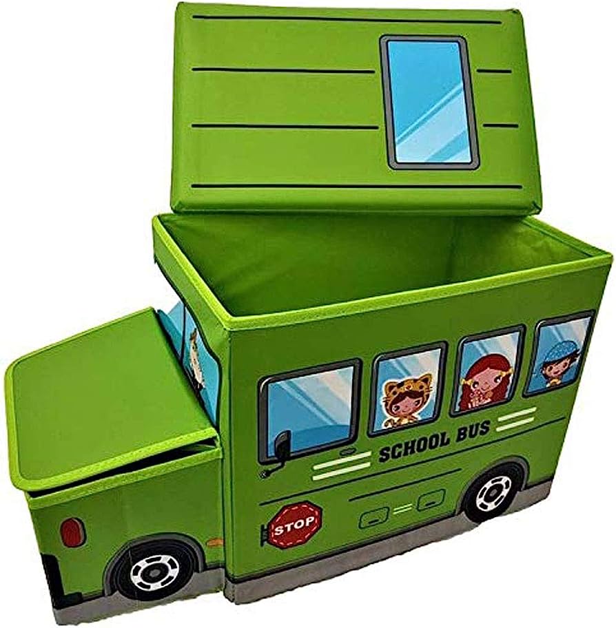 New School Bus Shape Kids Toys Organizer Toy Storage Box
